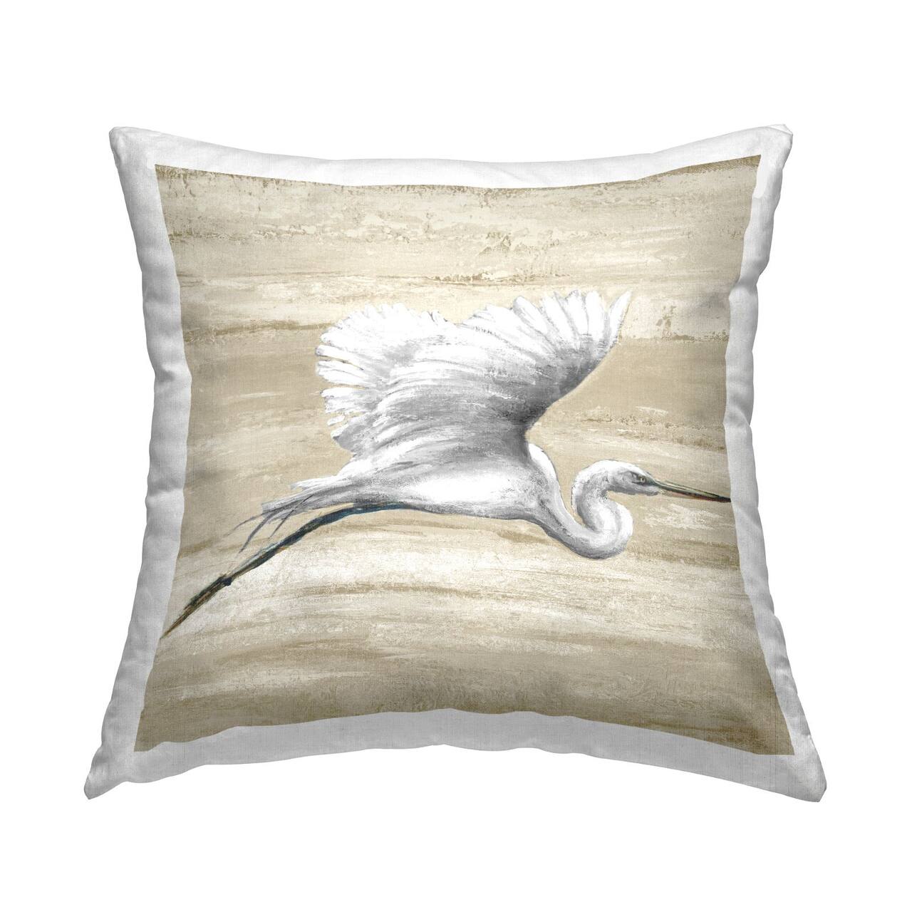 Stupell Industries Flying Heron Soft Sand Pattern Natural Tones Throw Pillow 18" x 18"